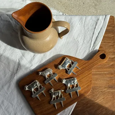 Couverts de service - Lot de 5 piques à fromage en métal argenté Silea à motifs d’animaux - OFFICE OBJETS