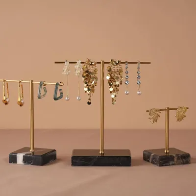 Decorative objects - Single Piece by Size – Marble Base Earring Holder - WHISPERING WOODS