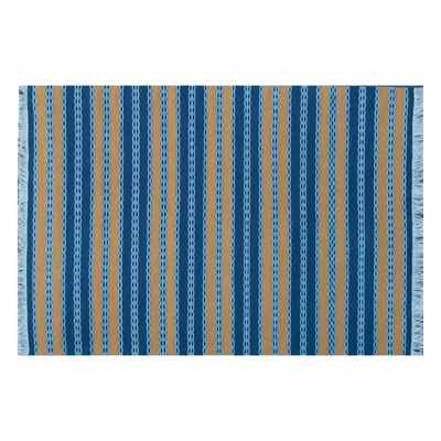 Design carpets - Nido d'Ape Blu Arancio, handwoven wool rug 180 x 250 cm - EUGENIA PINNA