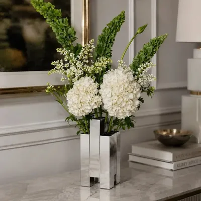 Vases - Vase sculptural Morve, plaqué argent - MEMONZA