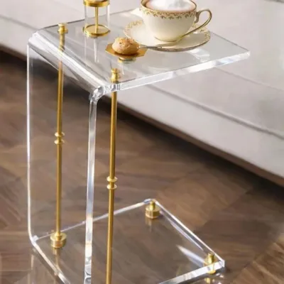 Tables basses - Table d'appoint en C Rima en acrylique, laiton - MEMONZA