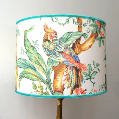 Table lamps - Lampshade with tropical pattern, parrots and flowers - CHATEAU TALES