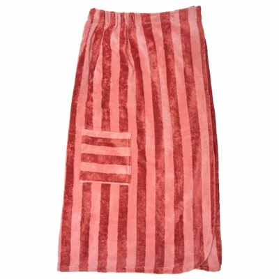 Serviettes de bain - Pareo de bain eponge bambou rayee marsala / paprika - POULE HOUSE