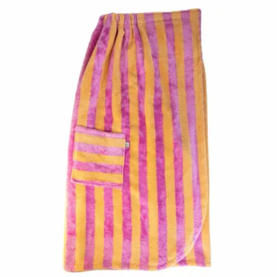 Serviettes de bain - Pareo de bain eponge bambou rayee melon / bonbon - POULE HOUSE