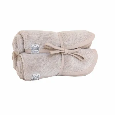 Serviettes de bain - Set 3 serviettes visage 28x28cm eponge bambou - galet - POULE HOUSE