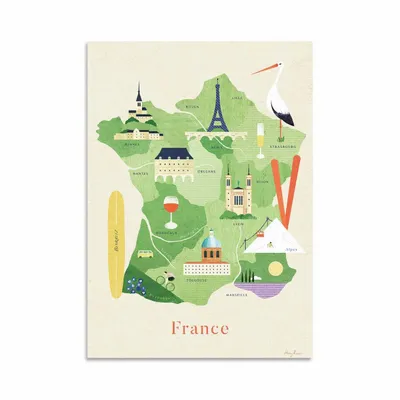 Carterie - Carte d'art - Carte d'art - Carte de France - Henry Rivers - WALL EDITIONS