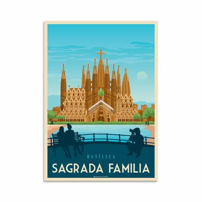 Carterie - Carte d'art - Carte d'art - Barcelona Sagada Familia - Olahoop Travel Art Cards - WALL EDITIONS