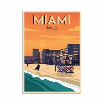 Carterie - Carte d'art - Carte d'art - Miami - Olahoop Travel Art Cards - WALL EDITIONS