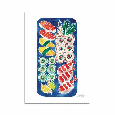 Card shop - Art-Card 10,5 x 14,8 cm - Sushi Platter - Cat Coquillette - WALL EDITIONS