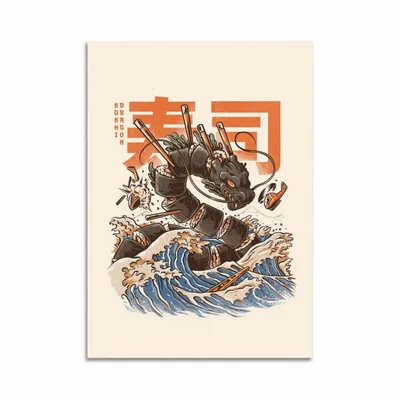 Card shop - Art-Card 10,5 x 14,8 cm - Great Sushi Dragon - Ilustrata - WALL EDITIONS