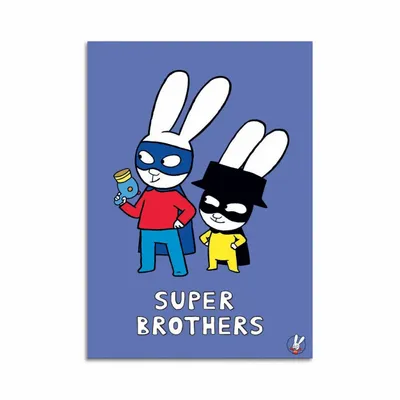 Card shop - Art-Card 10,5 x 14,8 cm - Super Heroes Brothers V2 - Simon Super Rabbit - WALL EDITIONS