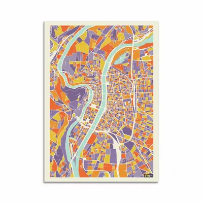 Carterie - Carte 10,5 x 14,8 cm - Lyon Rainbow map - Muzungu - WALL EDITIONS