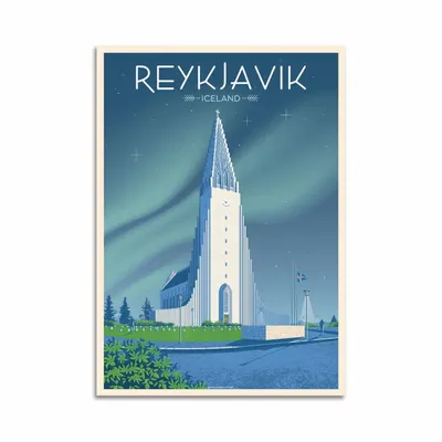 Carterie - Carte d'art - Reykjavik Islande - Olahoop Travel Art Cards - WALL EDITIONS