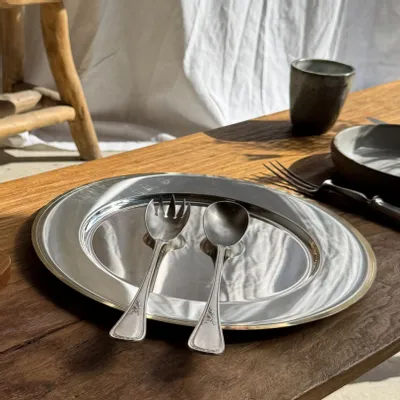 Cutlery set - Louis XVI style silver-plated salad servers with laurel decoration - OFFICE OBJETS