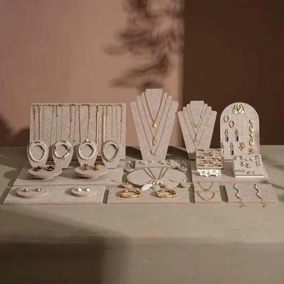 Jewelry - Beige Felt Jewelry Display Set - WHISPERING WOODS