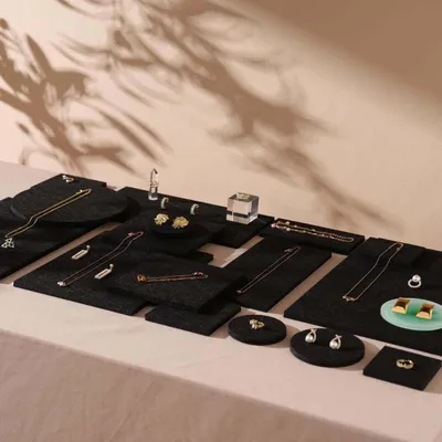 Jewelry - Black Felt Jewelry Display Set with Acrylic Accents - WHISPERING WOODS