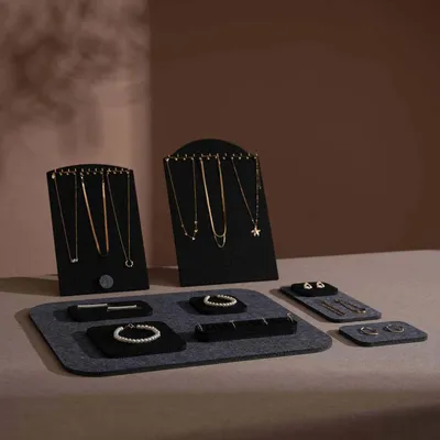 Jewelry - Black and Charcoal Felt Jewelry Display Set - WHISPERING WOODS
