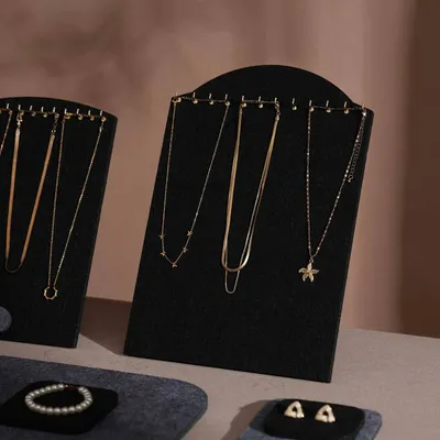 Jewelry - Black and Charcoal Felt Jewelry Display Set - WHISPERING WOODS