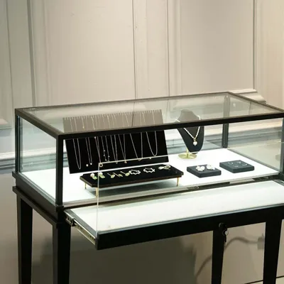 Jewelry - Black Vegan Suede, Wood and Brass Jewelry Display Set - WHISPERING WOODS