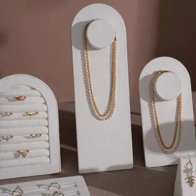 Jewelry - Cream White Layered Counter Jewelry Display Set - WHISPERING WOODS