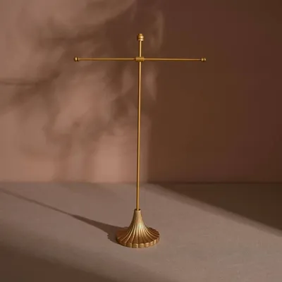 Jewelry - Gold-Tone Metal T-Bar Jewelry Display Stands - WHISPERING WOODS