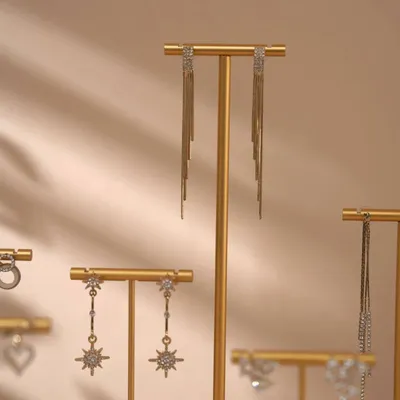Jewelry - Gold-Tone Earring Stands with Shaped Gypsum Bases - WHISPERING WOODS