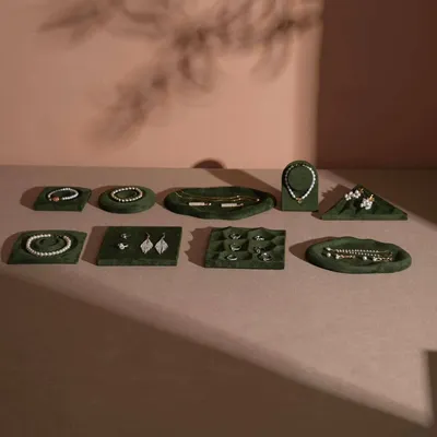 Jewelry - Forest Green Vegan Suede Jewelry Tray Set - WHISPERING WOODS