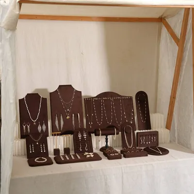 Jewelry - Pavilion Jewelry Display Set in Dark Mocha Vegan Suede - WHISPERING WOODS