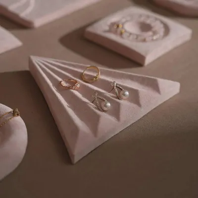 Jewelry - Soft Blush Pink Vegan Suede Jewelry Dish Set - WHISPERING WOODS