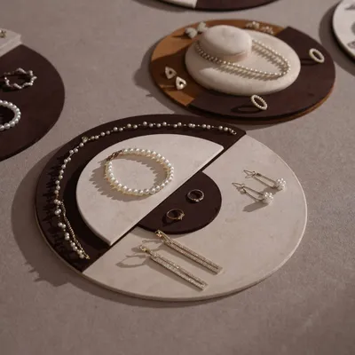Jewelry - Tondo Round Jewelry Display Tray in Vegan Suede - WHISPERING WOODS