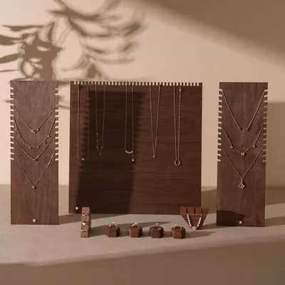 Jewelry - Solid Walnut and Walnut Veneer Jewelry Display Set - WHISPERING WOODS