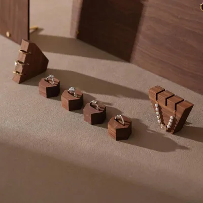 Jewelry - Solid Walnut and Walnut Veneer Jewelry Display Set - WHISPERING WOODS
