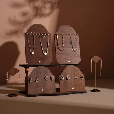Jewelry - Walnut Veneer Earring and Bracelet Display Set - WHISPERING WOODS