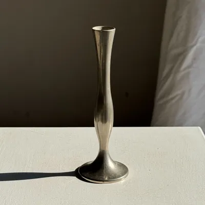 Vases - Vintage soliflora vase in gray metal with flared foot H17 D6 - OFFICE OBJETS