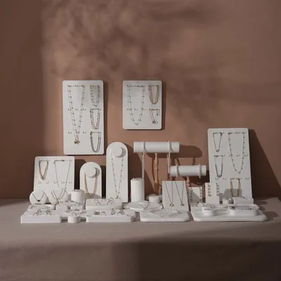 Jewelry - Atelier Jewelry Display Set in Cream White Vegan Suede - WHISPERING WOODS