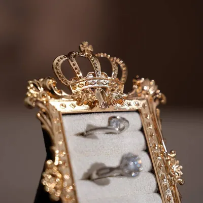 Bijoux - Porte-bagues à cadre couronne doré et suédine végane - WHISPERING WOODS