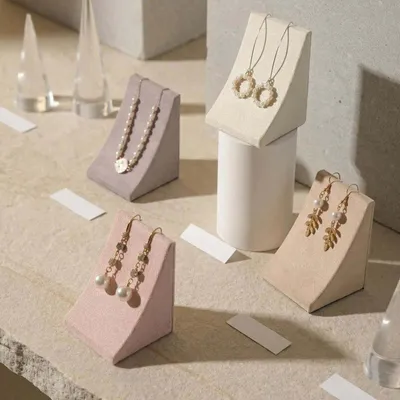 Jewelry - Vegan Suede Triangle Earring and Necklace Display Stand - WHISPERING WOODS