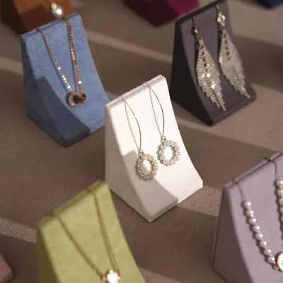 Jewelry - Vegan Suede Triangle Earring and Necklace Display Stand - WHISPERING WOODS