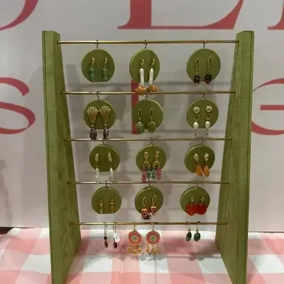 Jewelry - Vegan Suede and Brass Earring Stand, Wishing Plaque Shape - WHISPERING WOODS