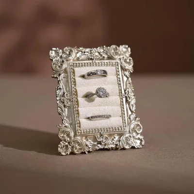 Jewelry - Rococo Silver Resin Ring Display Frame - WHISPERING WOODS