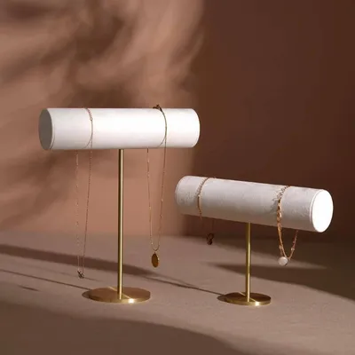 Jewelry - Solid Brass and Vegan Suede T-Bar Jewelry Stand - WHISPERING WOODS