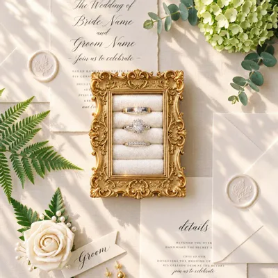 Jewelry - Tableau Gilt Rococo Ring Holder Frame - WHISPERING WOODS