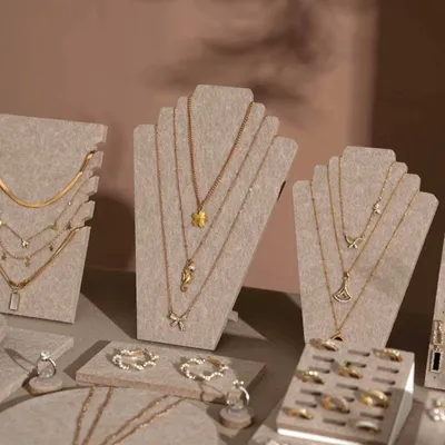 Jewelry - Beige Felt Jewelry Display Set - WHISPERING WOODS