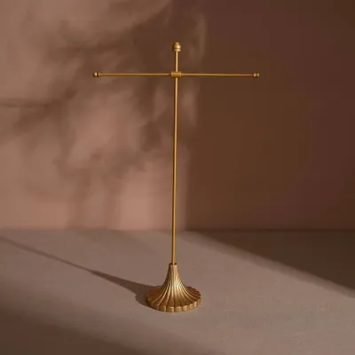 Jewelry - Gold-Tone Metal T-Bar Jewelry Display Stands - WHISPERING WOODS