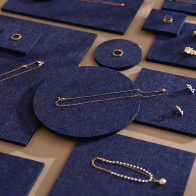 Bijoux - Ensemble de présentoirs à bijoux en feutrine bleu nuit - WHISPERING WOODS