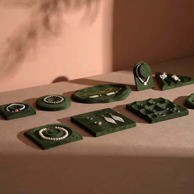 Jewelry - Forest Green Vegan Suede Jewelry Tray Set - WHISPERING WOODS