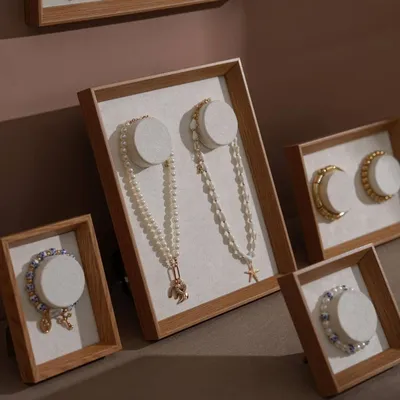 Jewelry - White Vegan Suede Bracelet Display Frame Set - WHISPERING WOODS