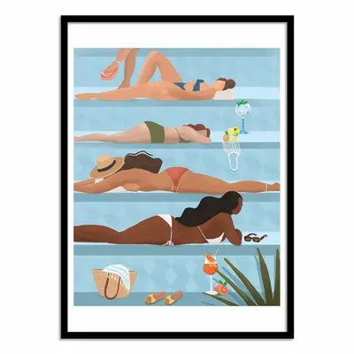 Affiches - Affiche - Ladies by the pool - Petra Lizde - WALL EDITIONS