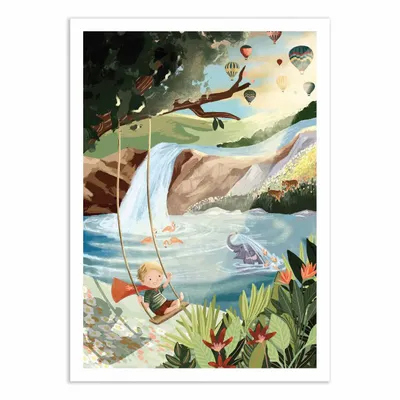 Poster - Art-Poster - Swingset Dreams - Goed Blauw - WALL EDITIONS