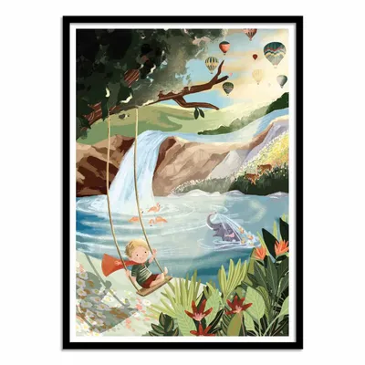 Poster - Art-Poster - Swingset Dreams - Goed Blauw - WALL EDITIONS